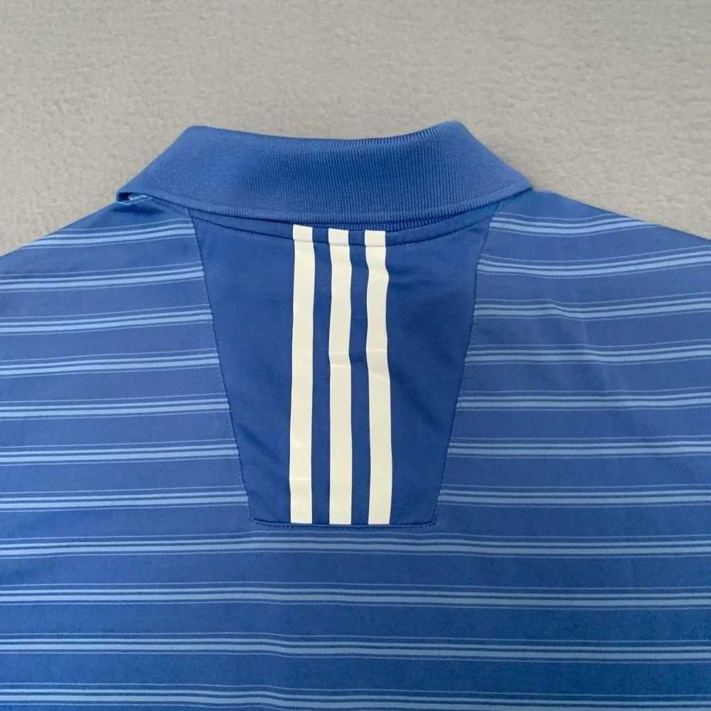 Adidas Golf Polo Climalite Mens XL Blue Horizontal Stripes‎ Wicking Quick Dry